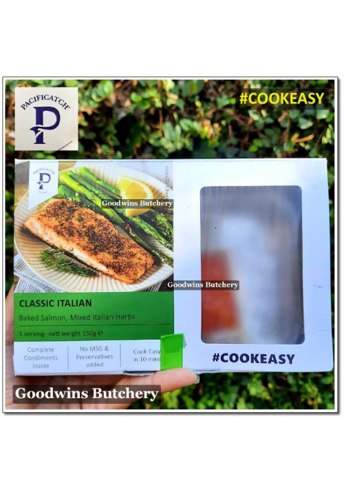 COOKEASY PACKAGE Pacific Catch CLASSIC ITALIAN baked SALMON 150g mixed Italian herbs (NO MSG)